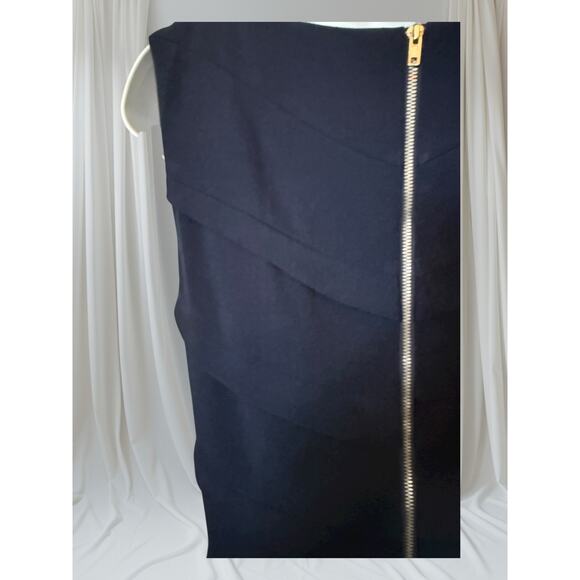 Adrianna Papell Navy Tiered Sheath Dress Size 12 Sleeveless Classic Cocktail - Picture 8 of 10